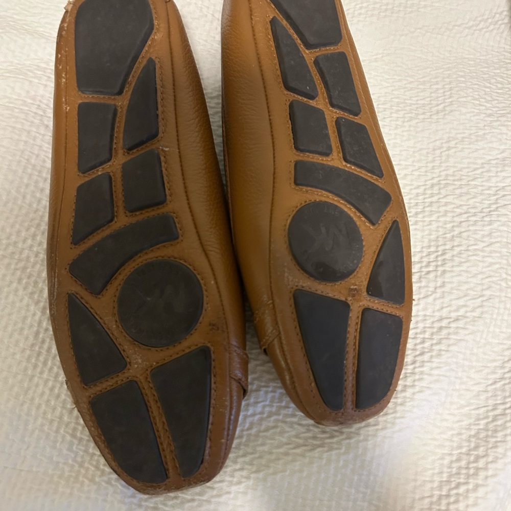 Michael Kors Brown Leather Fulton Logo Ballet Flats Loafers Shoes Size 10 - Picture 2 of 5